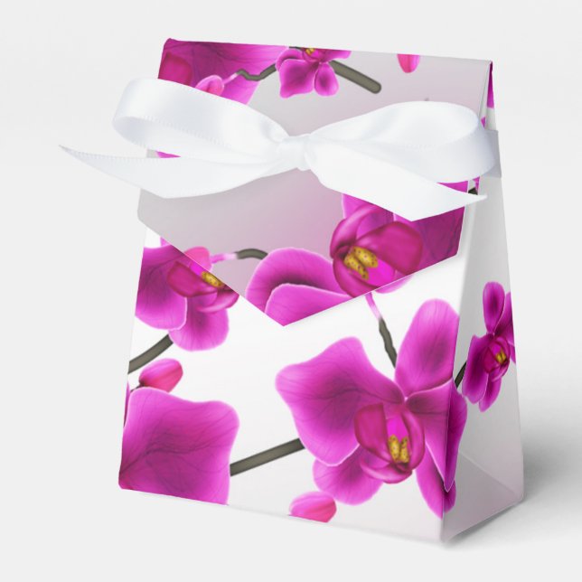 Orchid Flowers Elegant Floral Wedding Favor Boxes (Front Side)