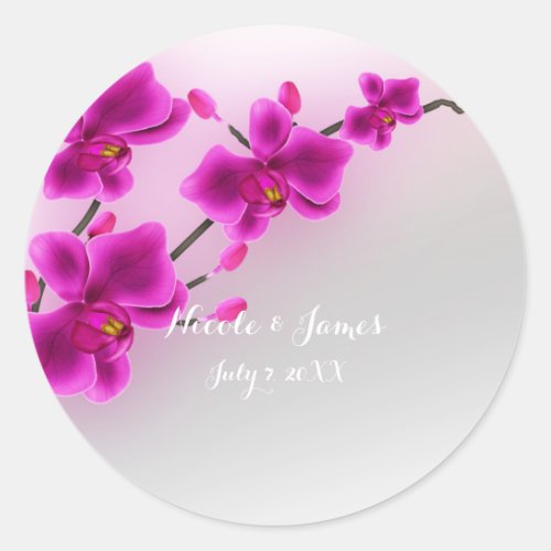 Orchid Flowers Elegant Floral Wedding Favor Classic Round Sticker