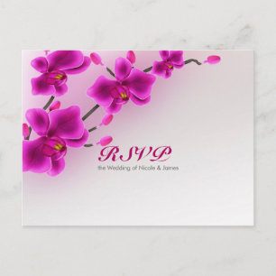 Orchid Flowers Elegant Floral Wedding RSVP Invitation Postcard