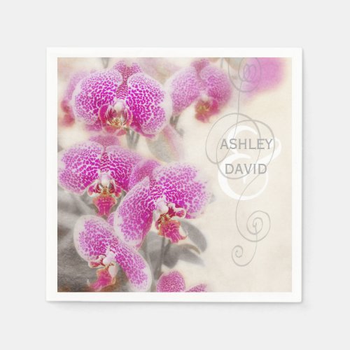 Orchid Flowers in Elegant Pink Napkins