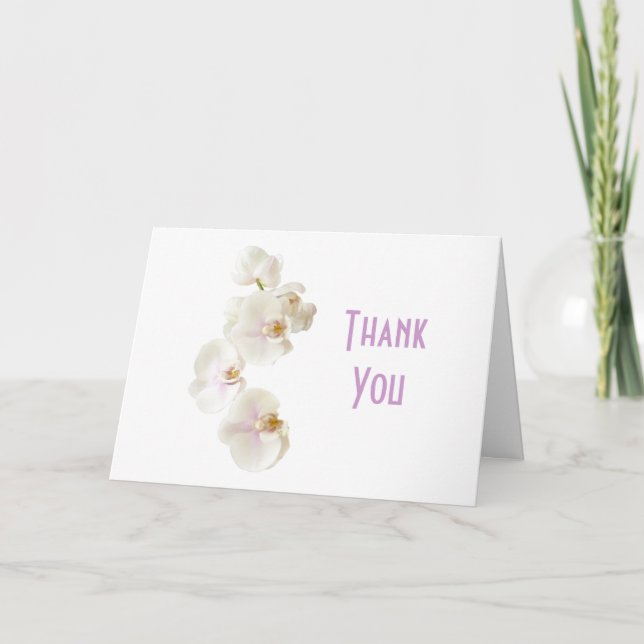 Orchid Flowers Letterpress Thank You Card (Front)