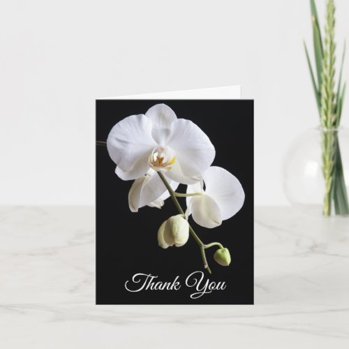 Orchid Flowers on Black Sympathy Thank You Card