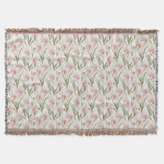 Orchid Flowers Pastel Blush Floral Throw Blanket