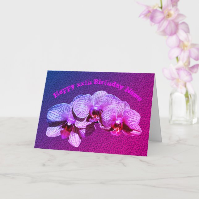 Orchid Flowers Personalized Birthday  Card (Orchid)
