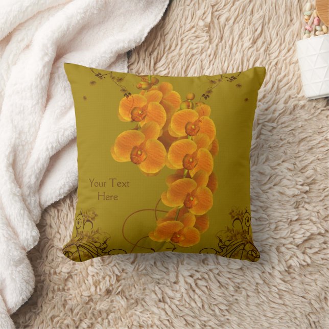 Orchid Flowers Personalized Throw Pillow (Blanket)