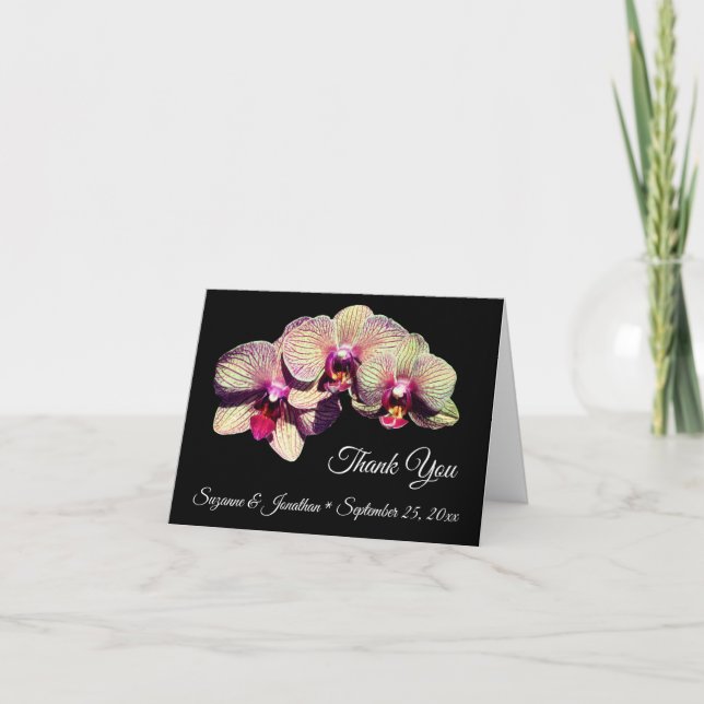 Orchid Flowers Personalized Wedding  Thank You Card (Front)