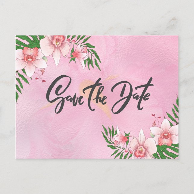 Orchid Flowers  Save The Date Postcard (Front)