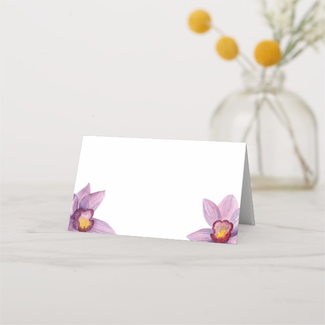 Orchid flowers seating card. Hawaii wedding floral Place Card (Front)