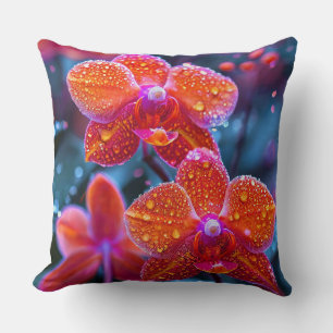 Orchid flowers throw pillow