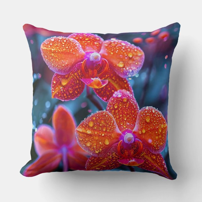 Orchid flowers throw pillow (Front)