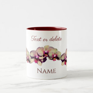 Orchid Flowers Your Name Monogram Personalized Two-Tone Coffee Mug