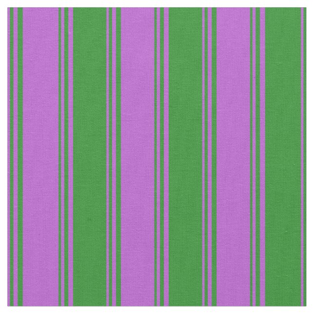 Orchid & Forest Green Lines Pattern Fabric (Close Up)