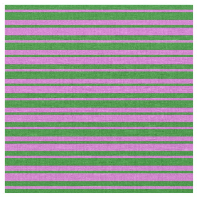 Orchid & Forest Green Striped Pattern Fabric (Close Up)