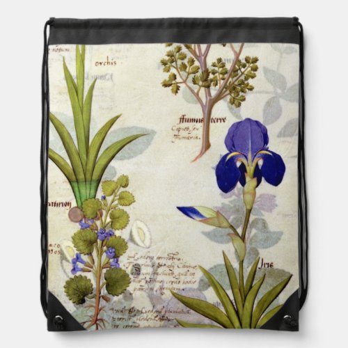 Orchid  Fumitory or Bleeding Heart Hedera  Iris Drawstring Bag