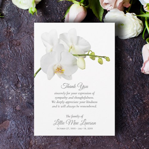 Orchid Funeral Celebration of Life Thank You Card