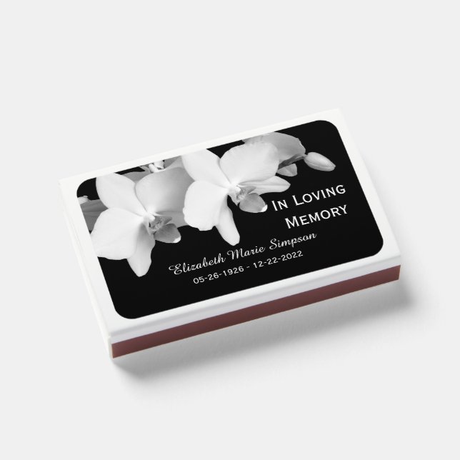 Orchid Funeral Favor Matchbox Matchboxes (Front Closed)