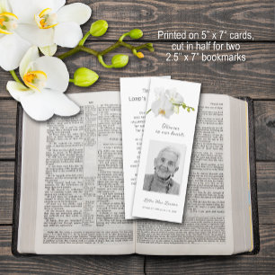 Orchid Funeral Memorial Prayer Photo Bookmark Card