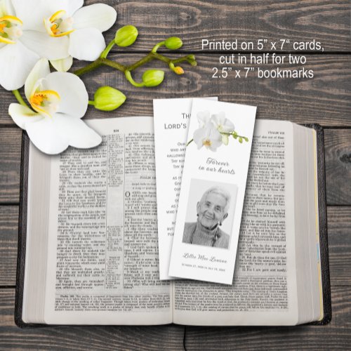 Orchid Funeral Memorial Prayer Photo Bookmark Card