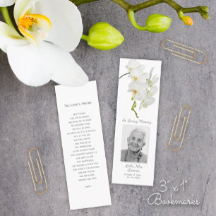 Orchid Funeral Memorial Prayer Photo Bookmark Card