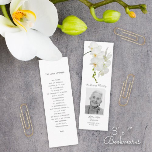 Orchid Funeral Memorial Prayer Photo Bookmark Card