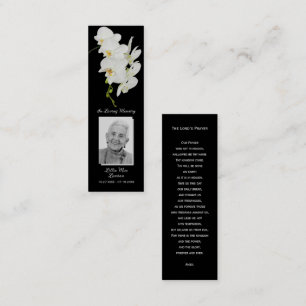 Orchid Funeral Memorial Prayer Photo Bookmark Card