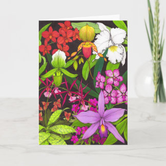 Orchid Garden Flowers Greeting Card