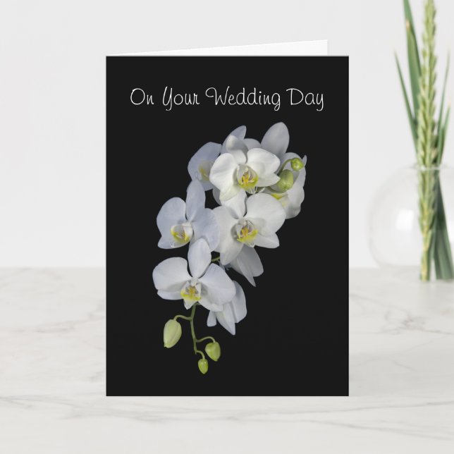Orchid Garland Personalised Wedding Card (Front)