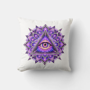 Orchid Geometry Eye Throw Pillow