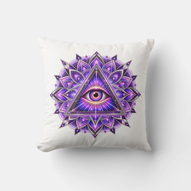 Orchid Geometry Eye Throw Pillow (Front)