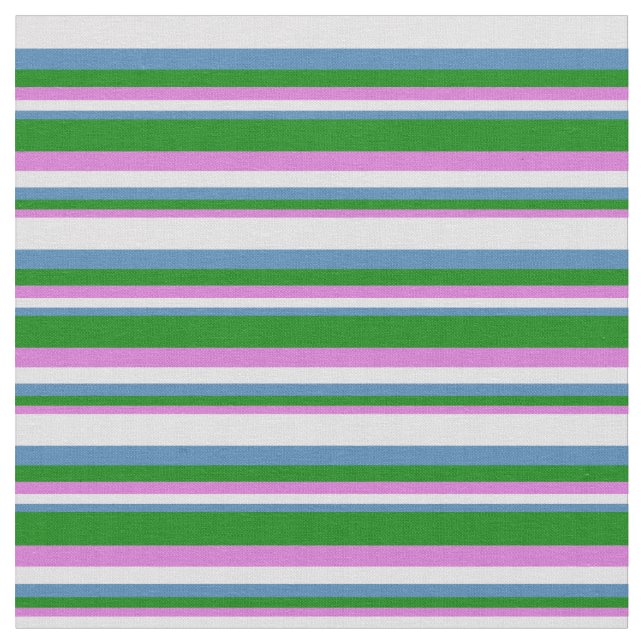 Orchid, Green, Blue, and Lavender Lines Fabric (Close Up)
