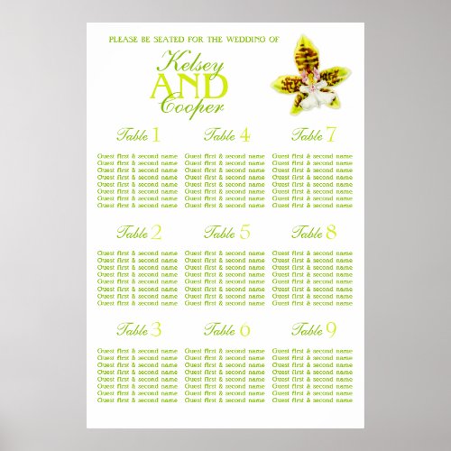Orchid greenery Wedding Seating Table Planner 1_9 Poster