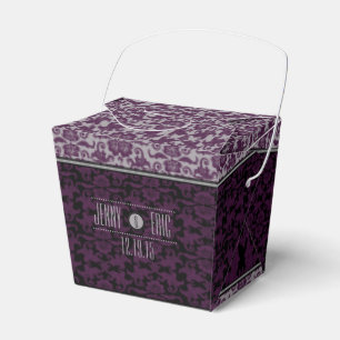Orchid Grey Chinese Brocade Wedding Takeout Favor Boxes