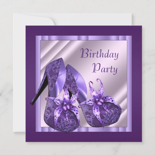 Orchid High Heel Shoes Womans Purple Birthday Personalized Announcement