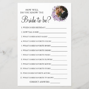 Orchid How well do you know bride game card Flyer