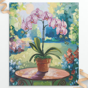 Orchid in a Pot Painting Botanical Decoupage Wrapping Paper