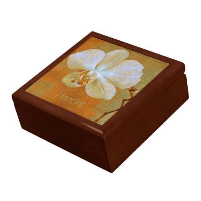 Orchid in Shades of Orange Gift Box (Side)