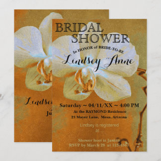Orchid in Shades of Orange Personalized  Invitation