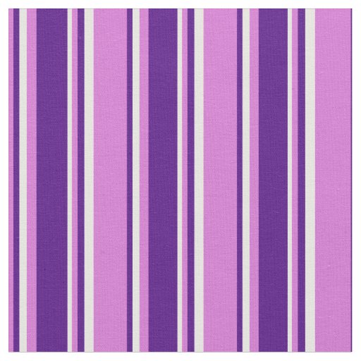 Orchid, Indigo & White Striped Pattern Fabric