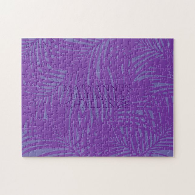 Orchid Lavender Purple Tropical Leaf Personalized Jigsaw Puzzle (Horizontal)