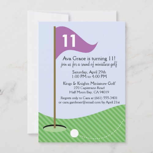 Orchid Lets Par_Tee Miniature Golf Birthday Party Invitation