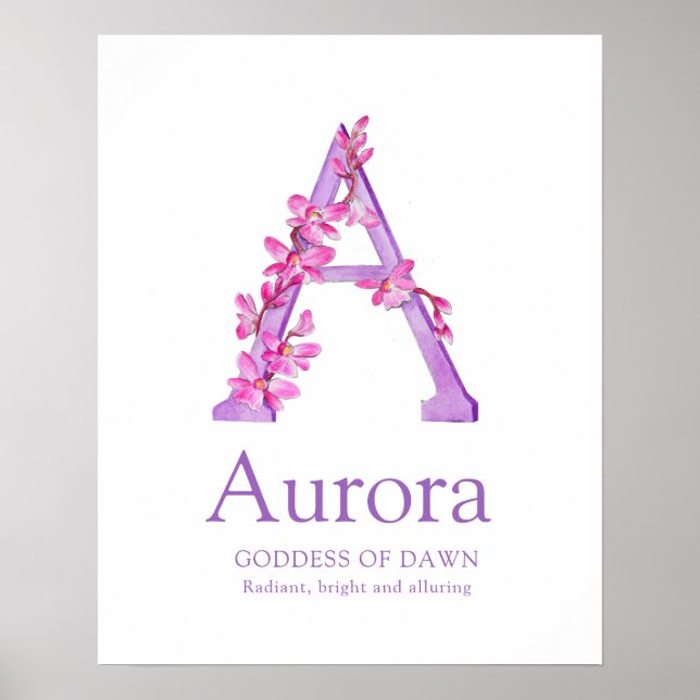 Orchid Letter A Aurora custom name meaning Poster (Front)