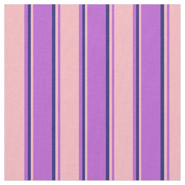 Orchid, Light Pink, and Midnight Blue Pattern Fabric (Close Up)