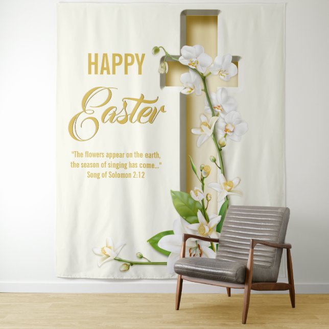 Orchid Lily Cross Easter Backdrop (In Situ)