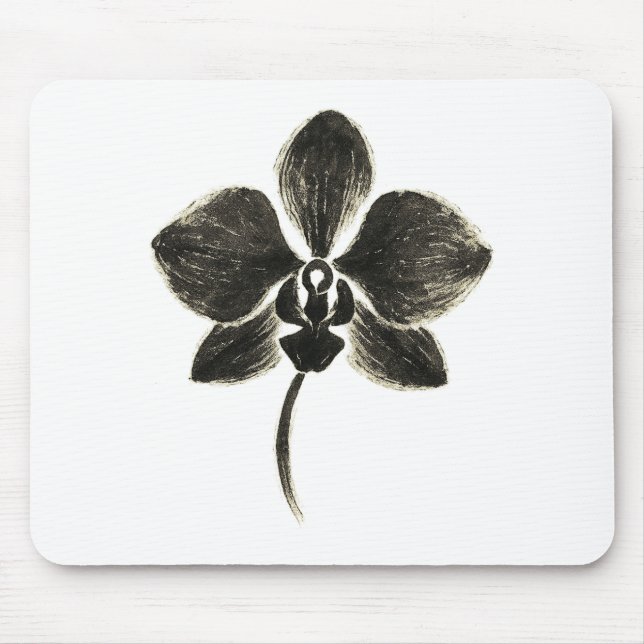 Orchid Line Drawing – Floral Design on Mouse Pad (Front)