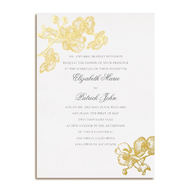 Orchid Love Pure Formal Classic Heirloom Wedding Foil Invitation (orchid wedding invitation formal modern classic traditional black tie heirloom 4 white)