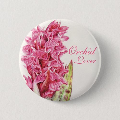 Orchid Lover painted art Button