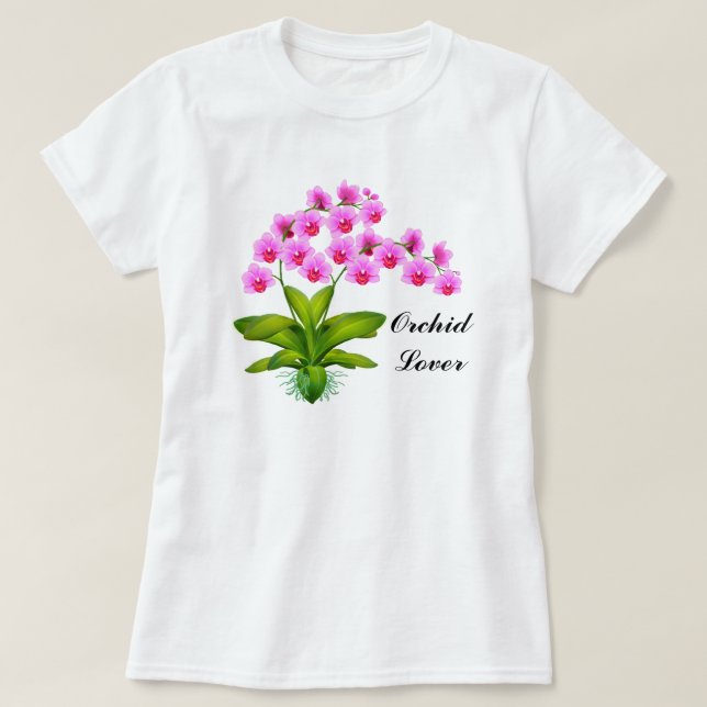 Orchid Lover Pink Phalaenopsis Shirt (Design Front)