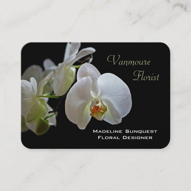 Orchid Luxury Pearl Florist Business Card (Front)