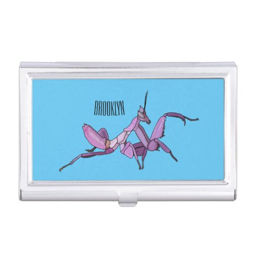 Orchid mantis cartoon illustration business card case