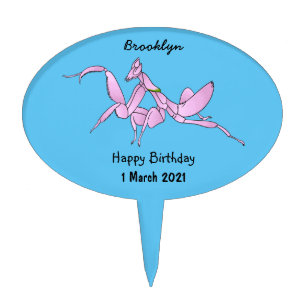 Orchid mantis cartoon illustration cake topper